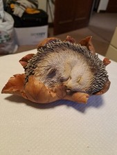 Baby Hedgehog In Leaf. Resin, Frost Resistant Garden Ornament. Great Condition
