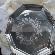 Large Vintage Viners Silver Plated  octagonal Serving Tray  engraved 13.5”unused