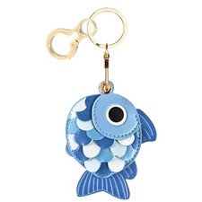 Leather Keychain Holder Case Compatible with AirTag,Cute Goldfish D