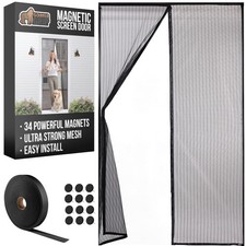 GORILLA GRIP Magnetic Screen Door, Hands Free Mesh Curtain 39" x 83", Black