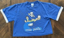 Vintage Ocean Pacific Shirt Youth L/XL Cropped Beach Surf Tropical USA