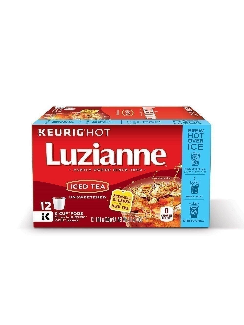 Luzianne, Iced Tea, Unsweetened Iced Tea, K-Cups, 12 Count, 2.16oz Box (Pack...