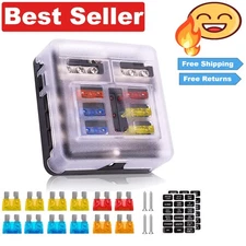 Durable 12V Fuse Block with 6 Circuits and LED Indicator - Marine & Automotive