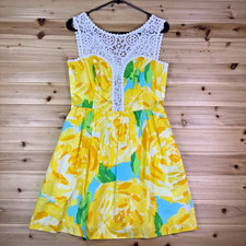 Lilly Pulitzer Dress Womens 4 First Impression Raegan Sun Glow Yellow White Lace