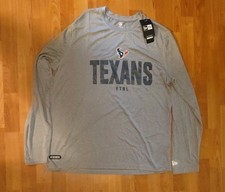 Houston Texans Grey T-shirt Men XL Performance Long Sleeve New Era NFL Stretch