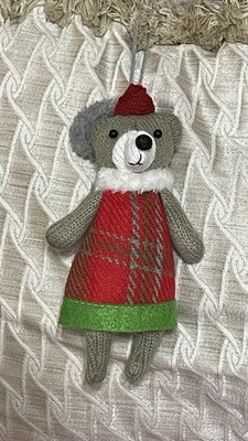 Target Wonderland Fabric Knit Squirrel Red Dress Christmas Tree Ornament 7''