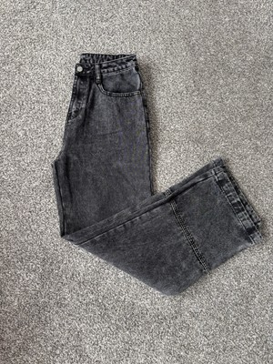 Beer Bro Japanese Women Black Denim Sure To Win Straight L High Rise baggy wide
