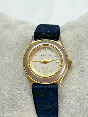 Vintage Ladies Halston Two Tone Quartz Watch New Battery