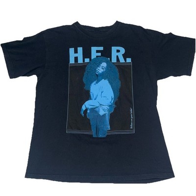 H.E.R. Portrait T-Shirt R&B Music Artist Merch Tour When We Goin  Slide? Size L