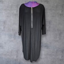 NWT Lane Bryant Black Slinky 1/2 Zip Casual Dress Size 22/24 Women's Plus A90