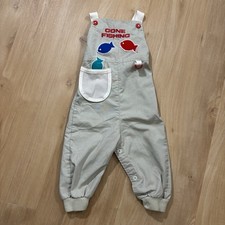 Vintage Health Tex Boy Khaki Overalls Gone Fishing 24 Months
