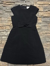 Kate Spade Little Black Dress w/Bow Sz 2 Classic Cap Sleeve Fit Flare 