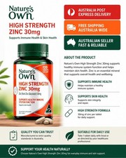Nature's Own High Strength Zinc 30mg 120 Tablets Immune Skin Health Exp-2028