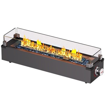 Propane Fire Pit 28 Inch 50000 BTU Portable Glass Wind Guard Tabletop Ciays