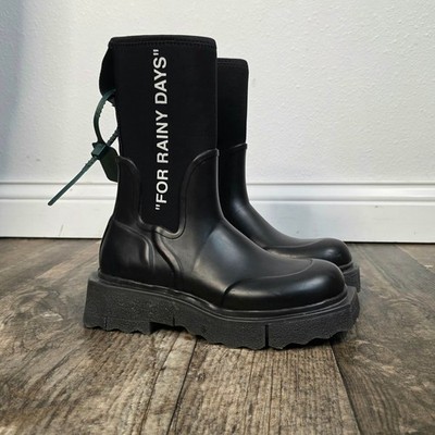 Off-White Sponge Rubber Rain Boot For the Rainy  Days Black Size 36