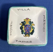 Hotel Villa Medici Firenze Ceramic Bowl Approx 4.5" Decorato Amano