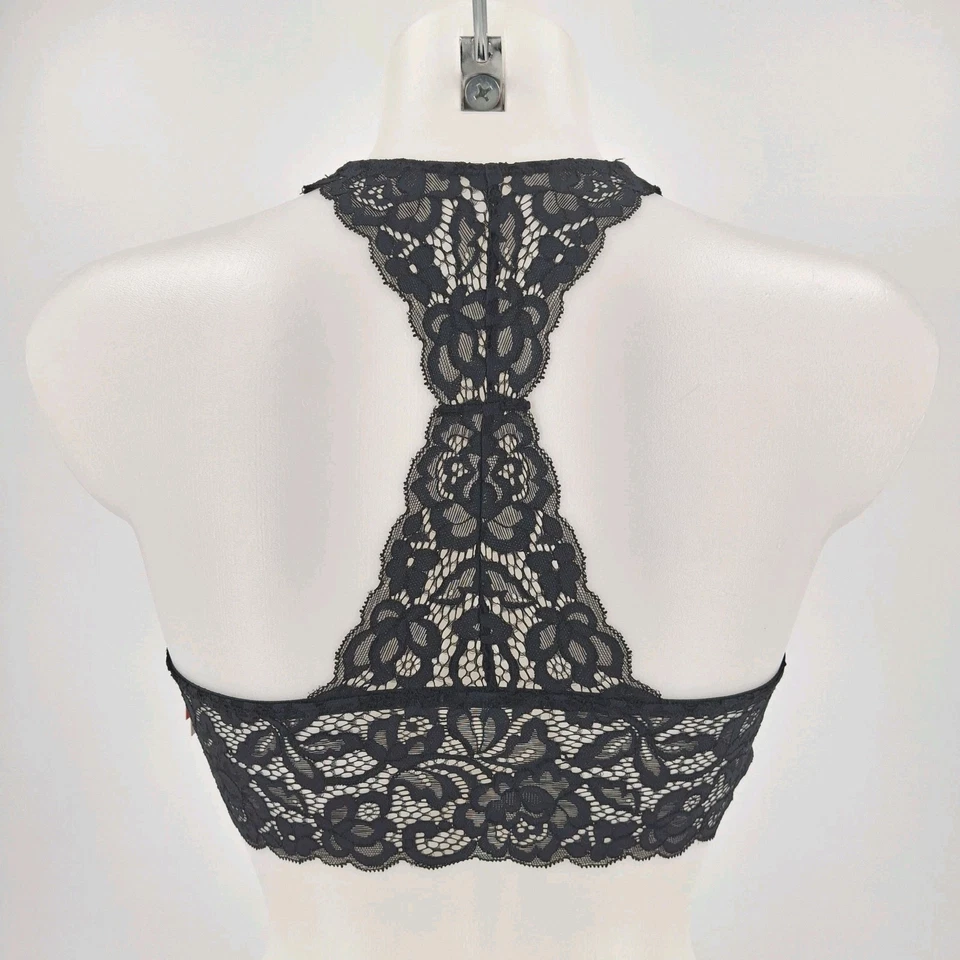 Xhilaration Black Lace Racerback acolchoado Bralette feminino tamanho médio - Imagem 4 de 4