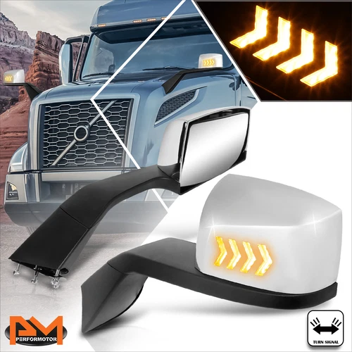 For 18-21 Volvo VNL Series Sequential Chevron Arrow LED Signal Lamp Hood Mirrors