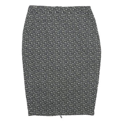 MASSIMO DUTTI Damen Schwarz Weiß Geometrisch Bleistift Knielang Gewebt Rock S