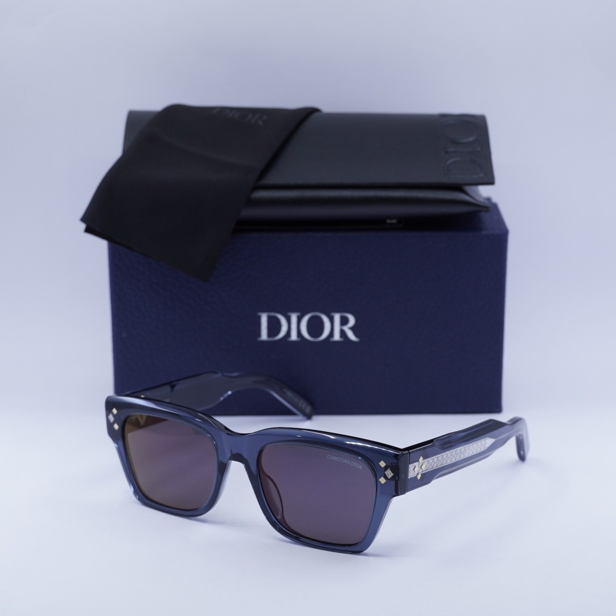 New Dior CD DIAMOND S2 30G7 Translucent Blue/Purple Mirrored 54-19