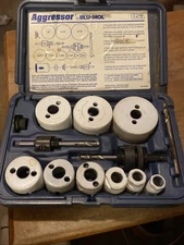 BLU MOL ~ 13 piece Aggressor Six Piece Hole Saw Set ~ Blu-Mol Bi-Metal With Case