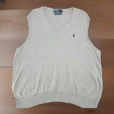 Mens Classic Sweater Vest XXL Gray Pima Cotton V-Neck Preppy Polo Ralph Lauren