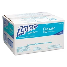 Ziploc 94604 Double-Zipper Freezer Bags, 1gal, 2.7mil, Clear w/Label Panel (C...