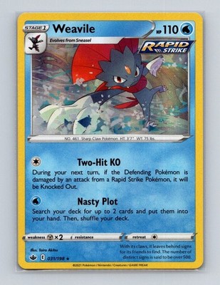 Weavile 031 2021 Pokemon Chilling Reign Holo Rare Card NM+