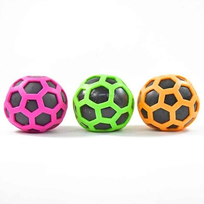 3 x Antistress Ball Duo-Color Netzbälle Stressball grün, pink, orange 80 mm