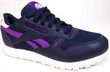 NEW Reebok Classic Youth Girls Casual Shoes Size 5.5 M, Navy Leather Sneakers