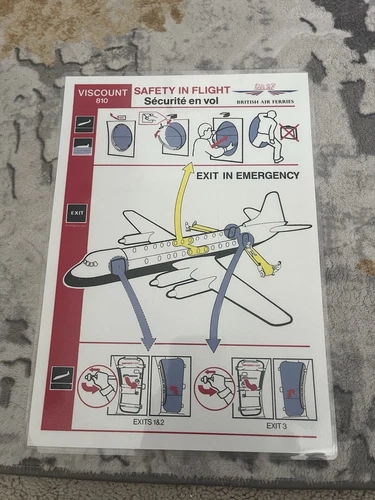 British Air Ferries Viscount 810 Safety Card