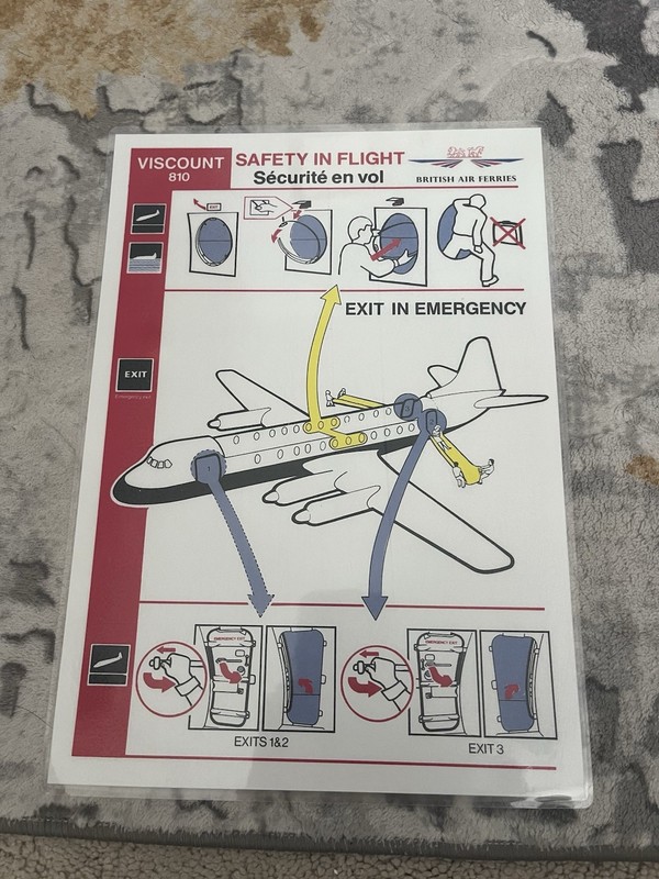 British Air Ferries Viscount 810 Safety Card