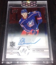 19/20 UD Clearcut Rookie AUTO Emil BEMSTROM RC Columbus BLUE JACKETS