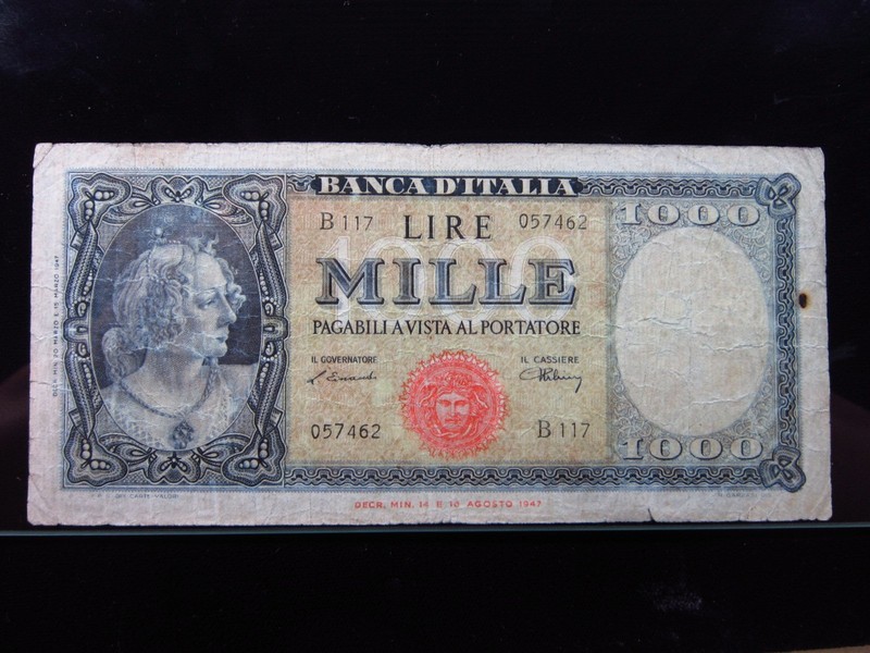 Italy 1000 Lire 1947 Aug 14 P83 Banca d'Italia Italia Banknote Money i4c7462