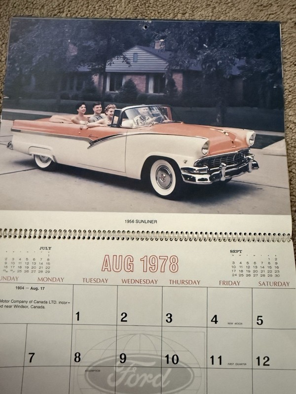Ford 75th Anniversary Wall Calendar Olympia Lincoln Mercury Chicago Heights 1978