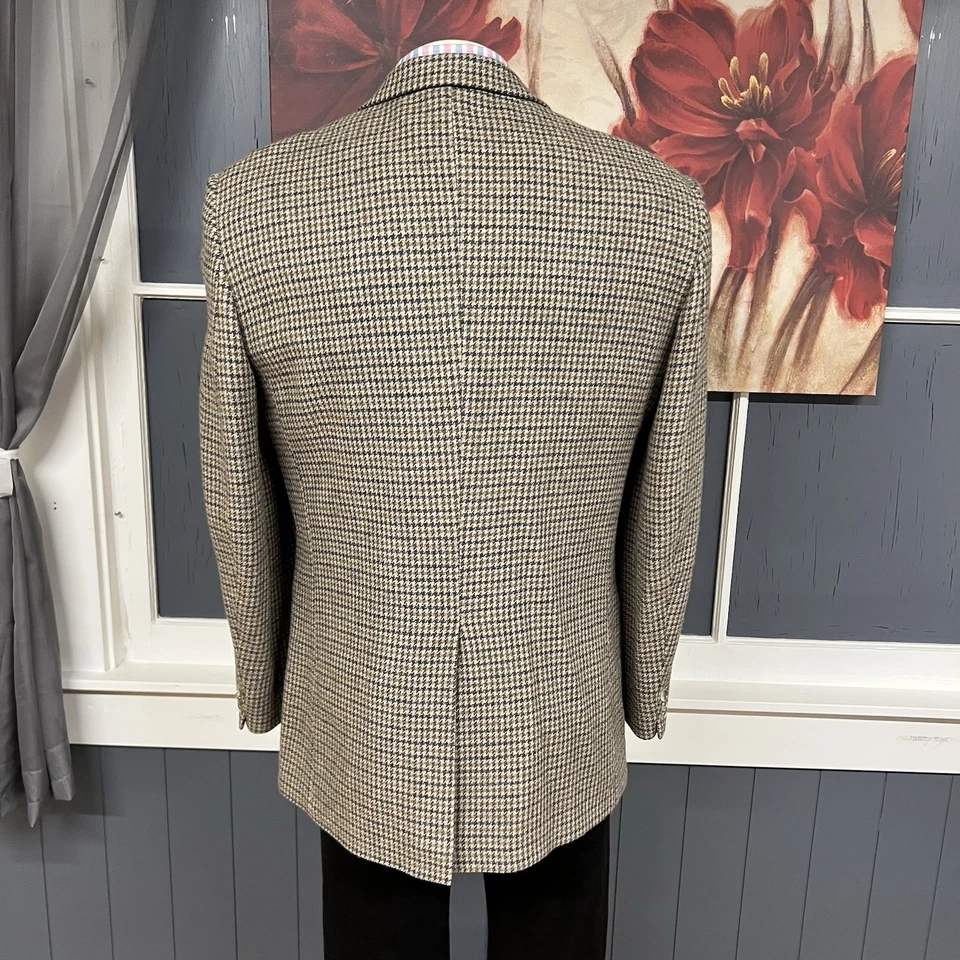 Blazer Chaqueta Abrigo Deportivo De Colección Farah Tweed Para Hombre 44L Largo Lana Tostado/Gris Foto 3 de 4