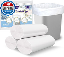 Small Trash Bags 4 Gallon, 100 Count Small Garbage Bag Bathroom White Mini Trash