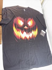 Men s Scary Pumpkin shirt size large Black NWT Halloween