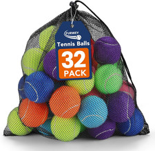 Colorful Tennis Balls for Dogs, 2.5 Inches, 32 Pack, Non Squeaky