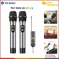Wireless Microphone UHF Dual System Handheld Karaoke Wedding Party DJ Sound