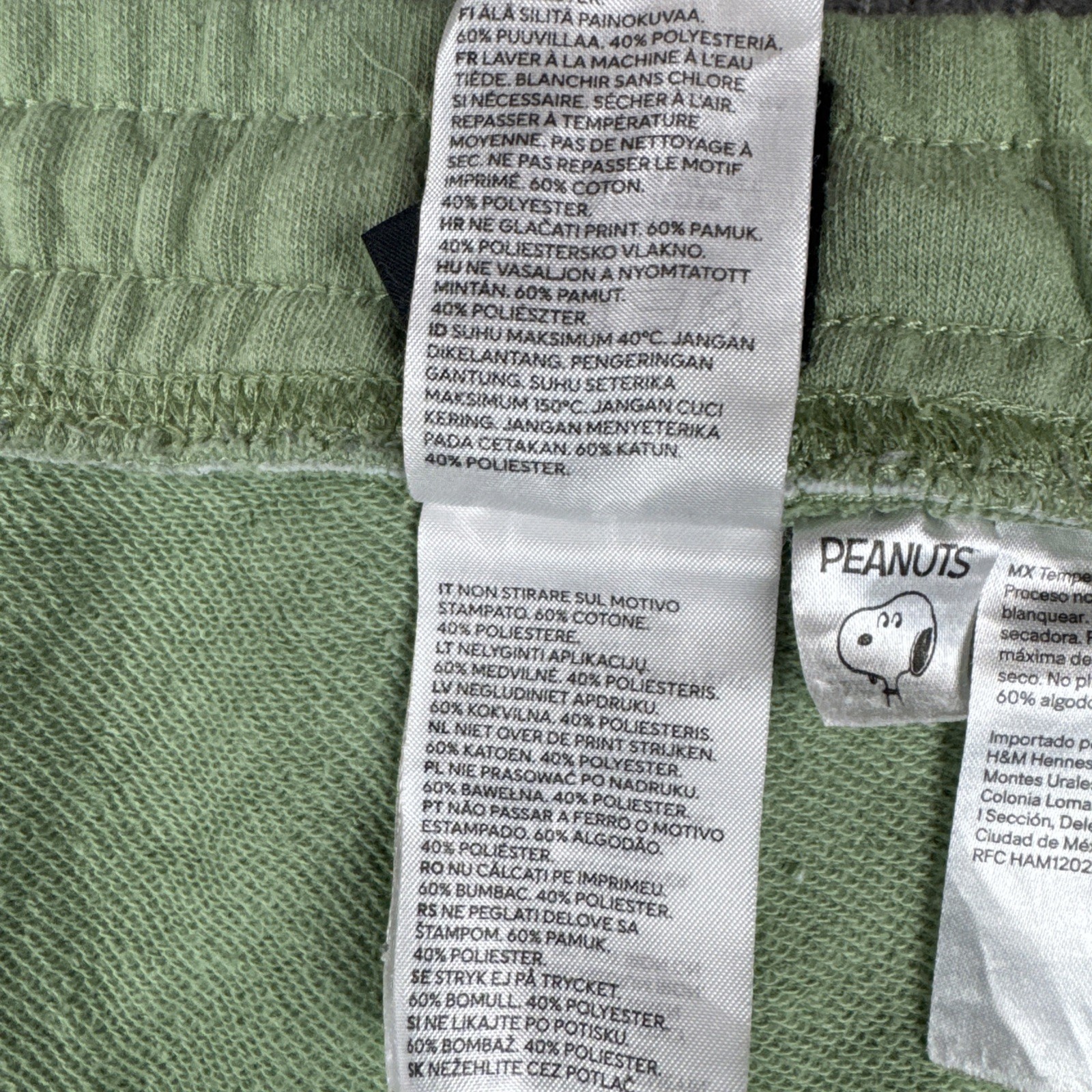 H&M Men’s Olive Snoopy Peanuts Collab Graphic Athletic Shorts Size XXL Big Deal thumbnail 7