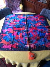 Hermès Schal Ex libris in Camouflage / Gr. 90 / blau rosa