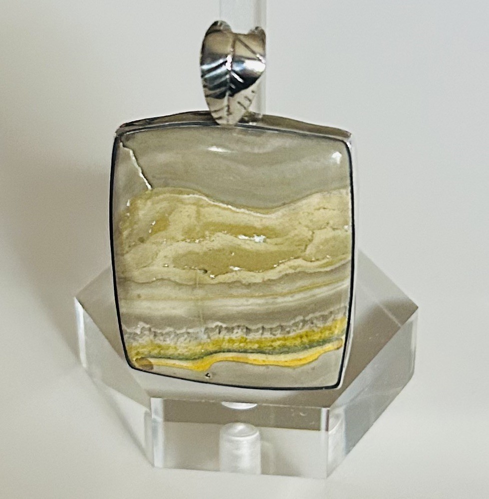 Bumblebee Jasper Rectangular Pendant Set in 925 S… - image 3