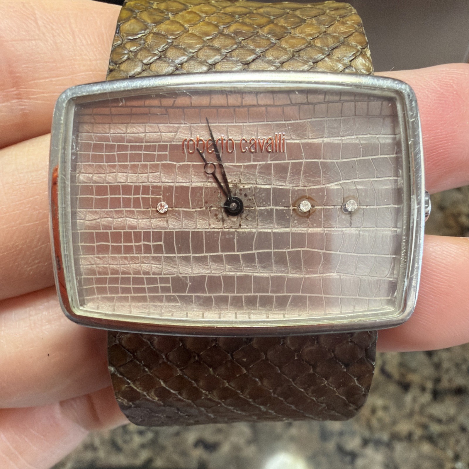 Roberto Cavalli Rectangular Analog Wristwatch Bro… - image 7