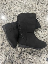 Hot Tomato Girl's Toddler Sz 6 M Black Suede Boots w/ Zipper