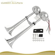 1 X Marine Grade 304 Dual Trumpets Horn Chrome Electric Plated Train Ship Boat