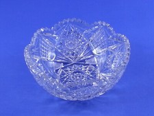 Vintage Cut Glass Bowl 8 Wide Starburst