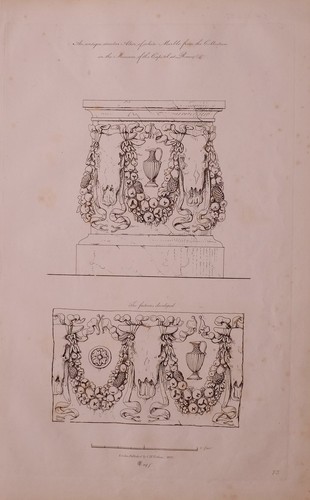 1825 ETCHING PRINT ANTIQUE CIRCULAR ALTAR OF WHITE MARBLE MUSEUM OF THE CAPITAL
