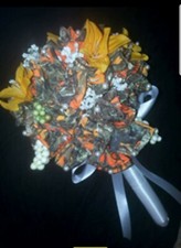 camo orange bridal bouquet