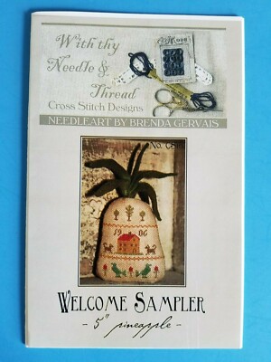 With thy Needle & Thread ~ Cross Stitch Pattern ~ Welcome Sampler 5'' Pineapple